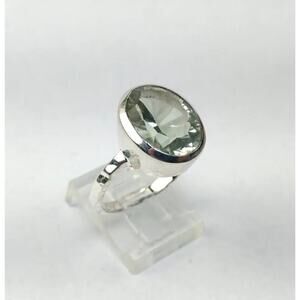 Amargo Green Amethyst 925 Sterling Silver Ring Size 8